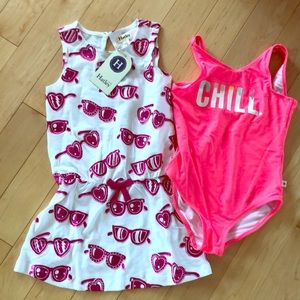 Little girls bathing suit and dress/coverup